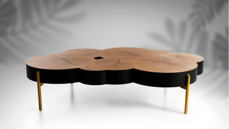 Coffee table ROSACE I Soft alliance natural oak veneer and lacquer