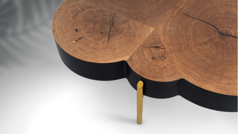 Coffee table ROSACE I Soft alliance natural oak veneer and lacquer