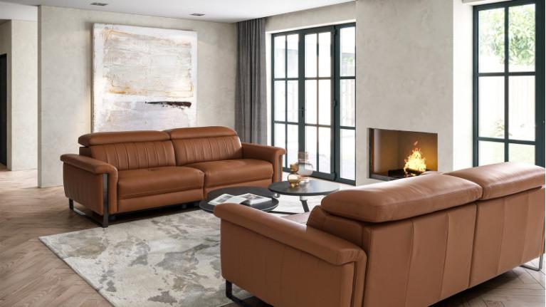 DETROIT reclining sofa with original padding and flip-up headrests