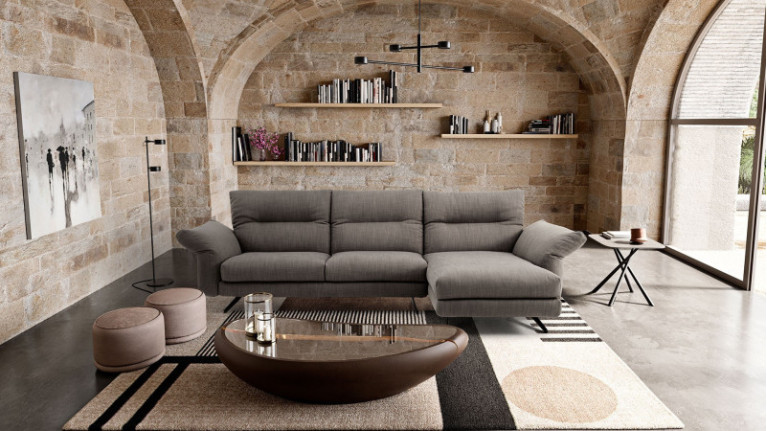 Sofa chaise longue CHELSEA I With articulated armrests and headrests