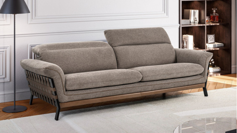 Canapé 2 à 3 places en tissu beige de grande qualité TRESSY