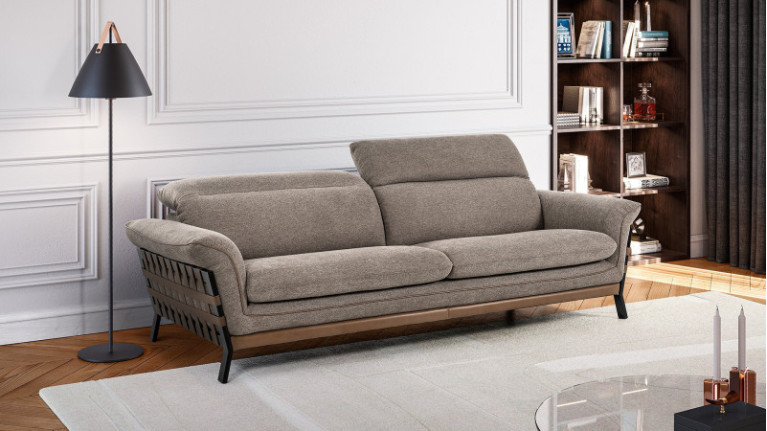 TRESSY I Sofa Soft comfort, elegant woven leather armrests