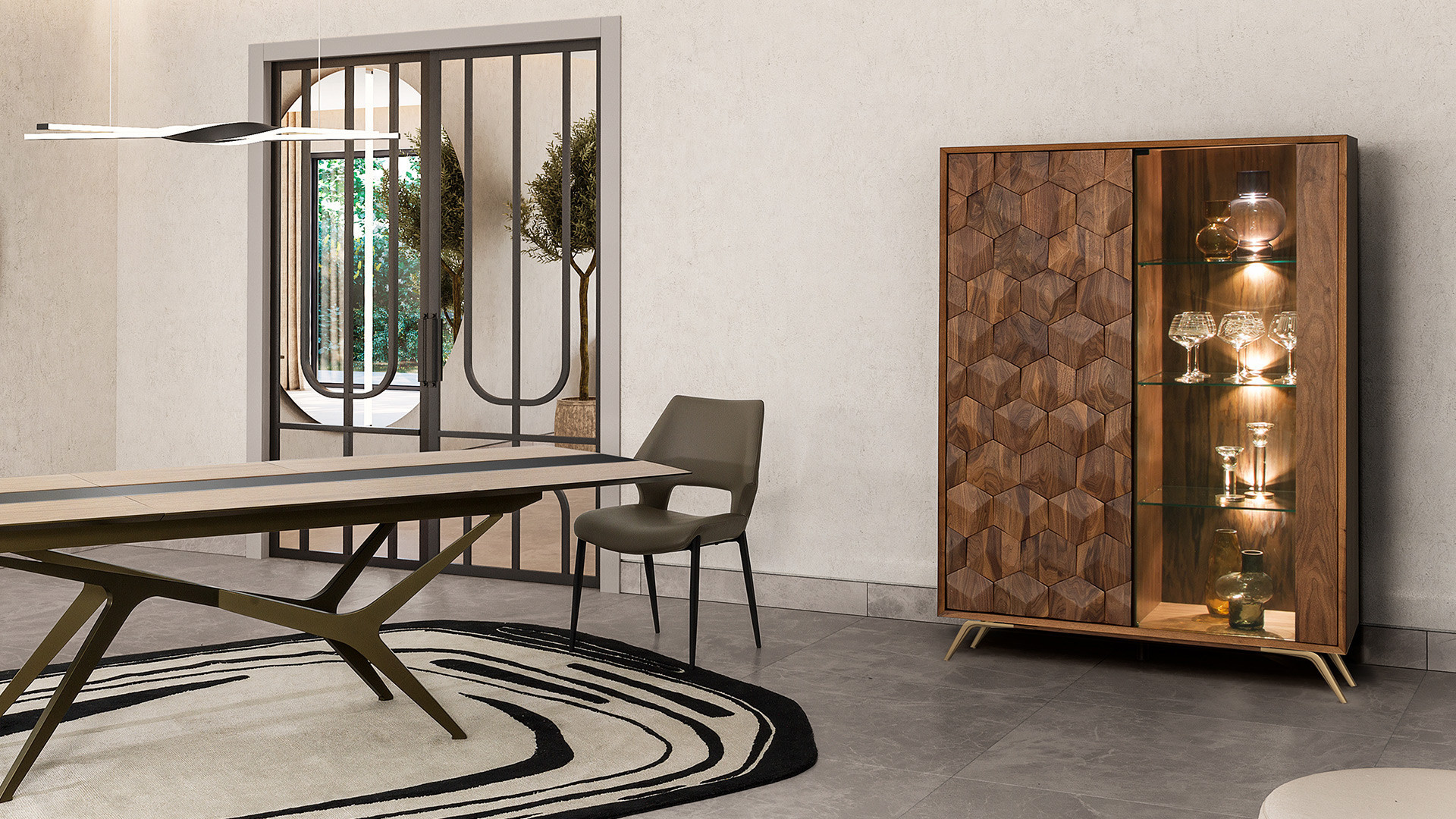 Rectangular FRAGMENT design rug in wool. Very trendy