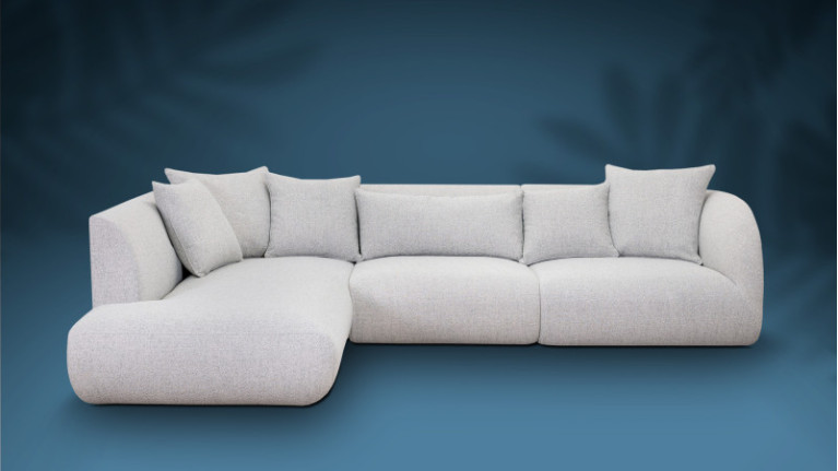 Canapé d'angle enveloppant et confortable beige RIVA