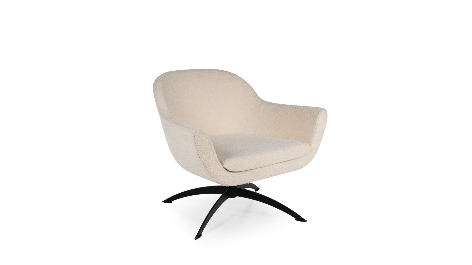 Fauteuil bas en tissu bouclé beige NOE