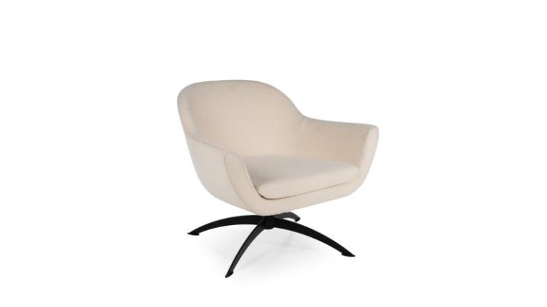 Low armchair in beige curly fabric NOE