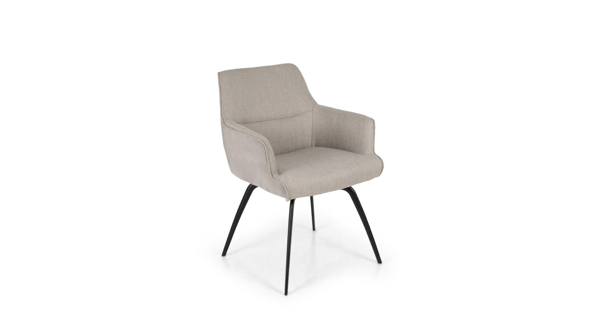 Fauteuil 9012 - Beige fabric armchair with 4 black legs