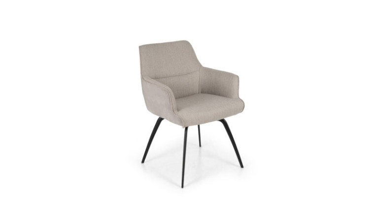 Fauteuil 9012 - Fauteuil en tissu beige et 4 pieds noirs