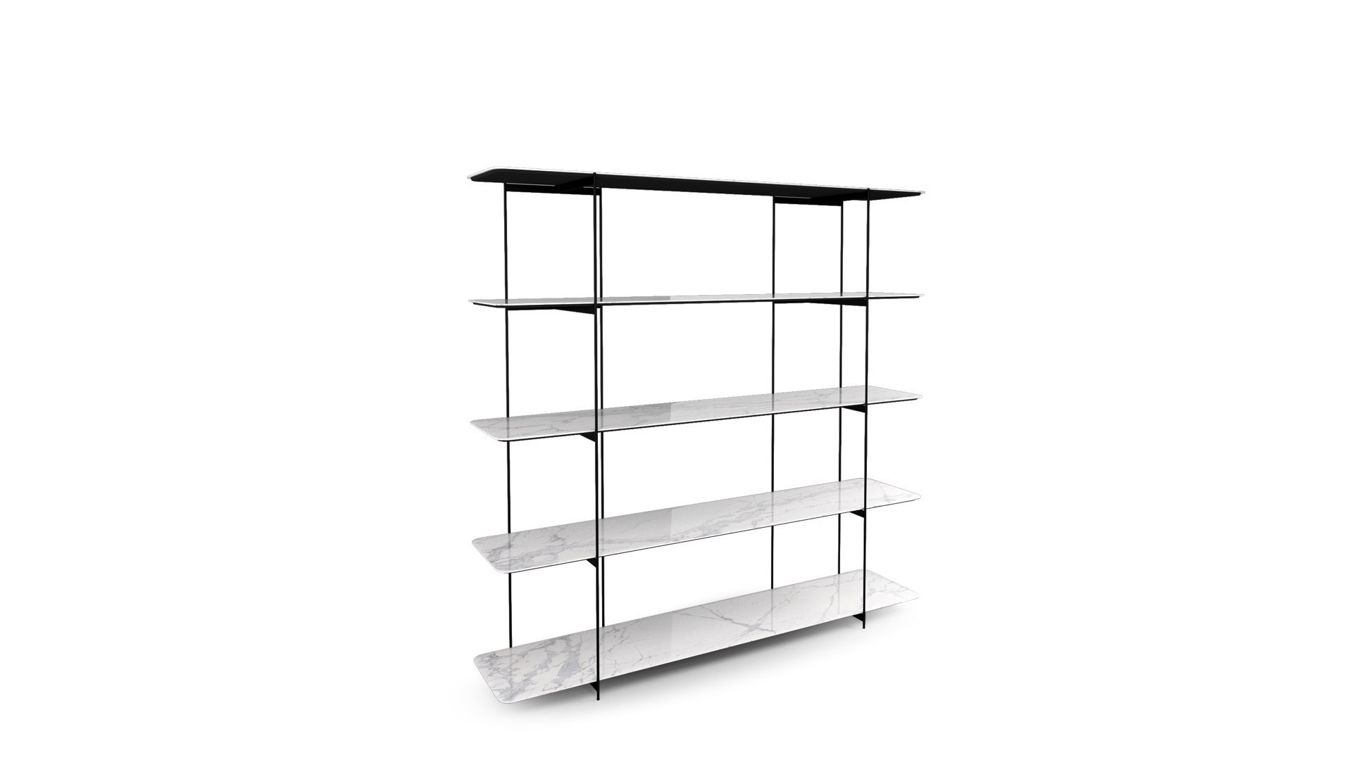 Bibliothèque étagère effet marbre blanc PETRA