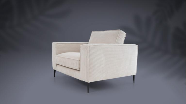 CHIANTI armchair | Armchair in cream corduroy fabric
