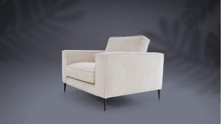 Fauteuil CHIANTI | Fauteuil en tissu aspect velours côtelé crème