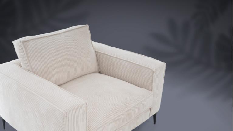 CHIANTI armchair | Armchair in cream corduroy fabric