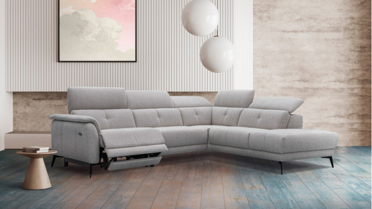 Canapé d'angle relax en tissu beige BOSCA