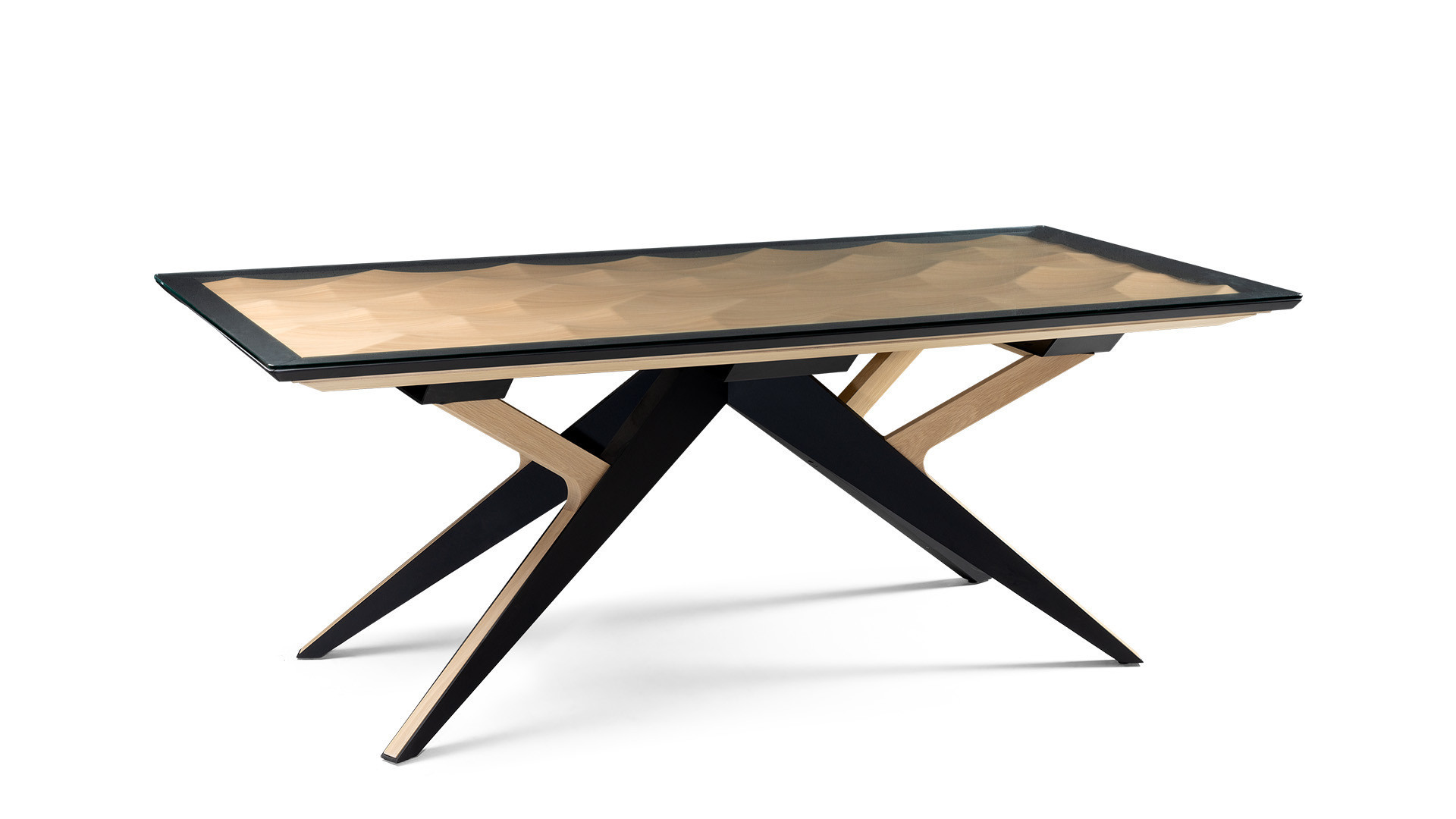 MONTECARLO wood, lacquer and glass dining table