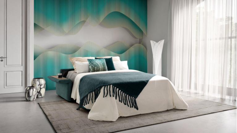 Convertible sofa NAPPY | Bedside table inserted in armrest