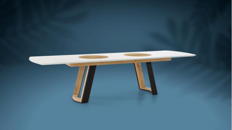 Extendable dining table AUSTRAL I Customizable, 2 finish styles