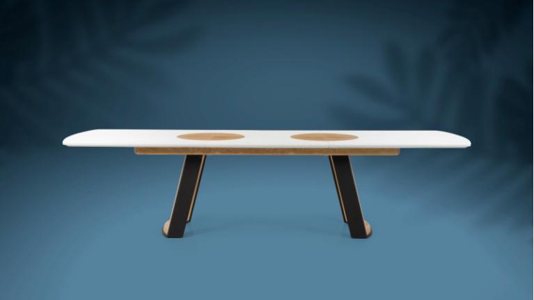 Extendable dining table AUSTRAL I Customizable, 2 finish styles