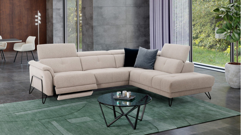 Canapé d'angle relax en tissu beige BOSCO
