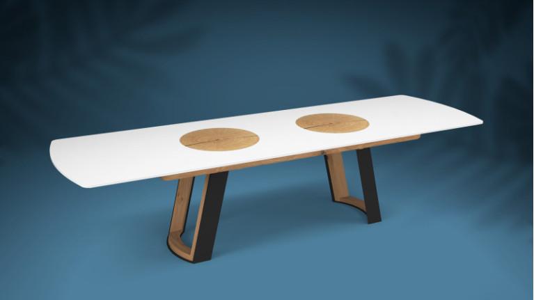 Extendable dining table AUSTRAL I Customizable, 2 finish styles