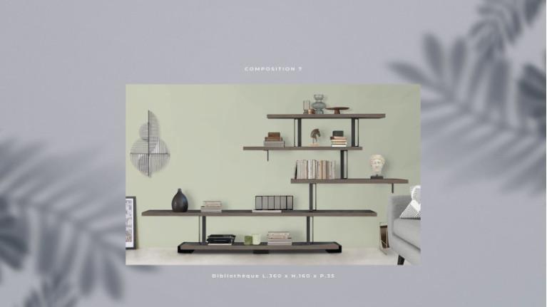 NATURA bookcase | Composition with solid wood shelves