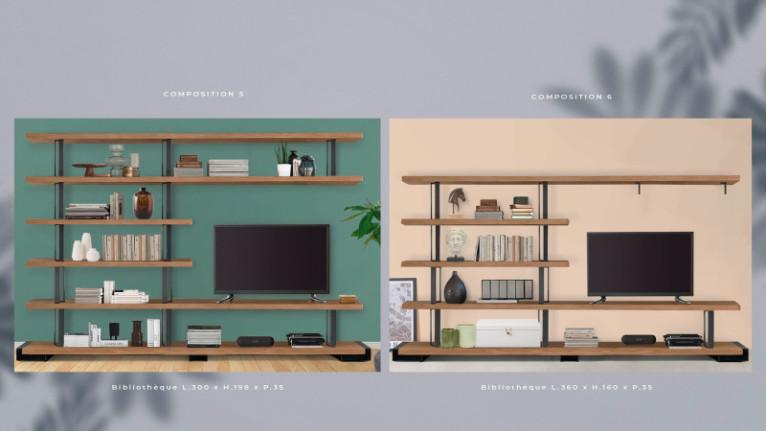 NATURA bookcase | Composition with solid wood shelves