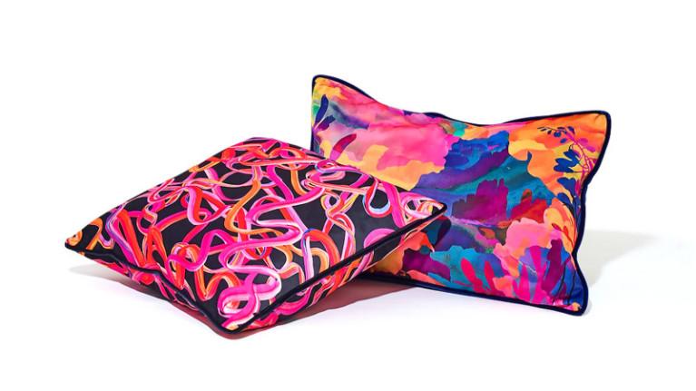 AU JARDIN velvet cushion I Designed by Amélie Choquet. 3 colorful worlds