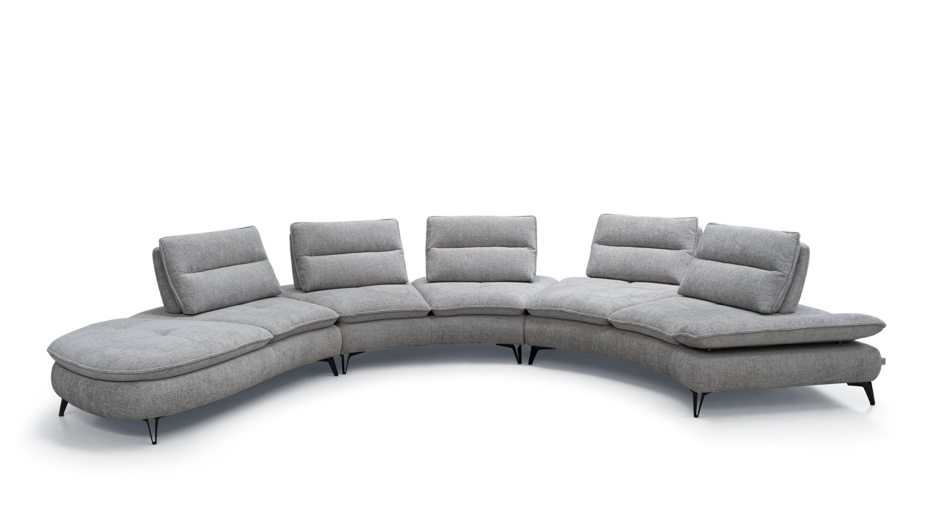 Canapé d'angle ovale en tissu gris ARCHI