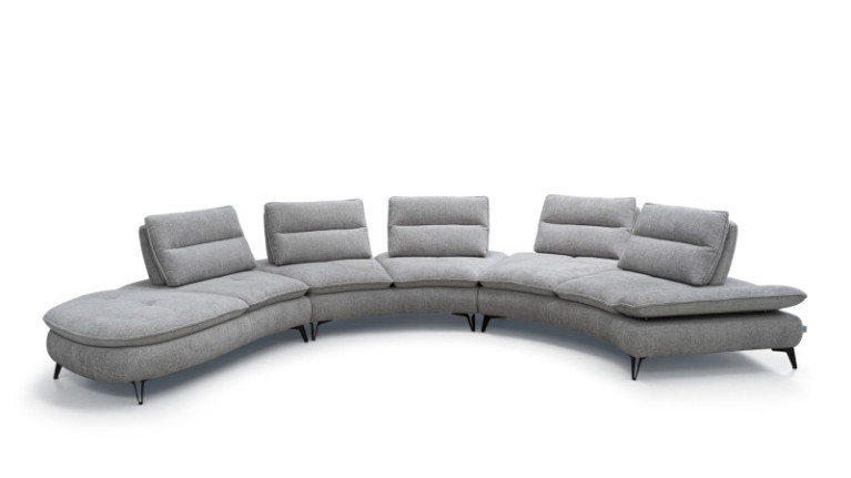 ARCHI oval corner sofa in grey fabric