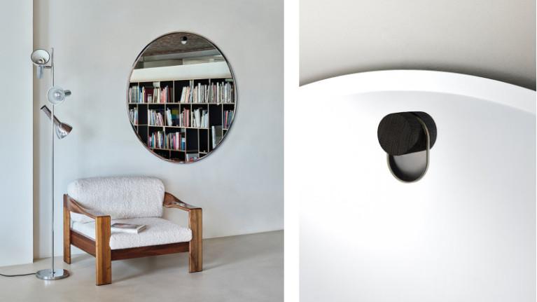 GLOBO I mirror Bevelled edges and oak hooks