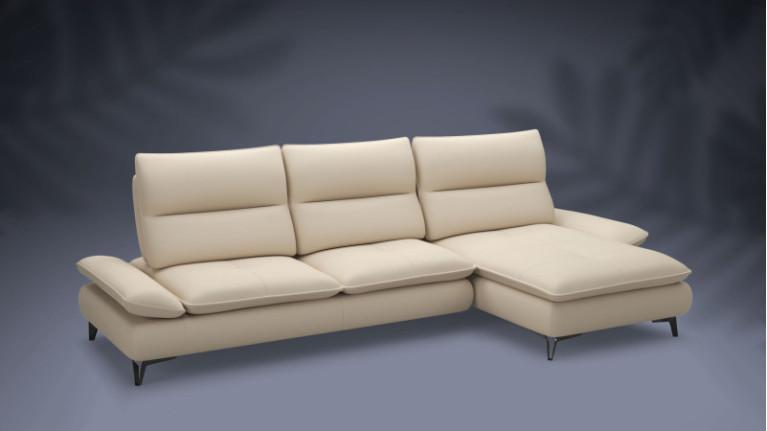 Leather corner sofa chaise longue ROMA | Confort à la carte