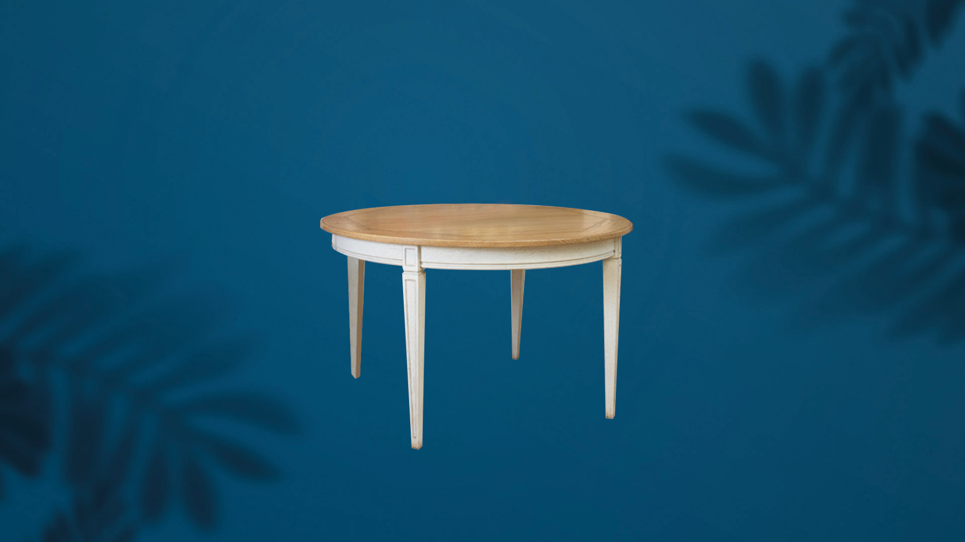 Table de repas ronde extensible CAMARGUE - Des lignes sobres, une finition originale bicolore, table en chêne massif