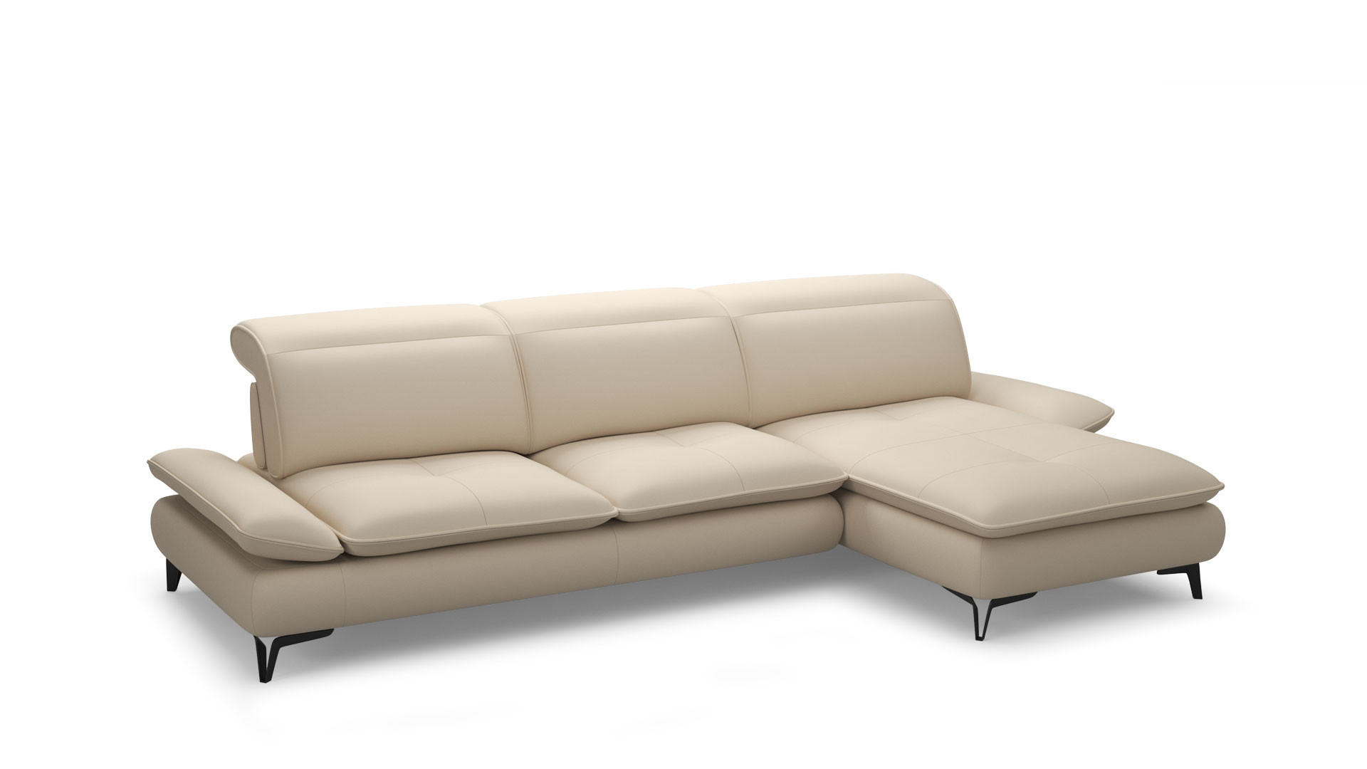 MILANO leather sofa with reclining backrest