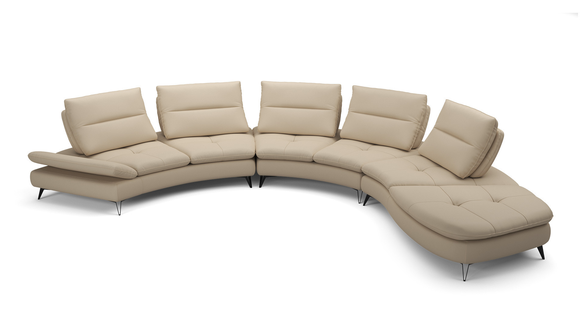 ARCHI large oval corner sofa in beige leather