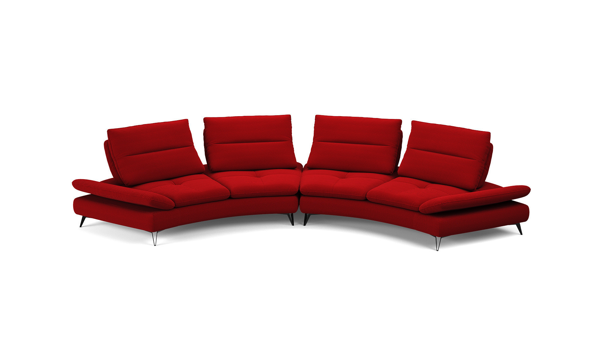 4-seater oval sofa in red fabric ARCHI