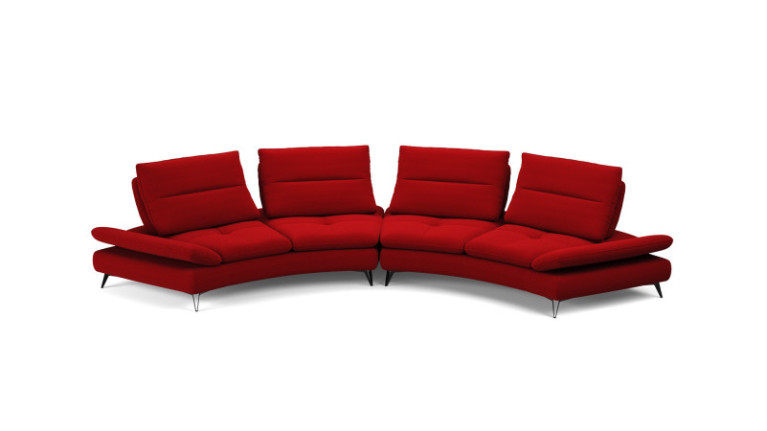 4-seater oval sofa in red fabric ARCHI