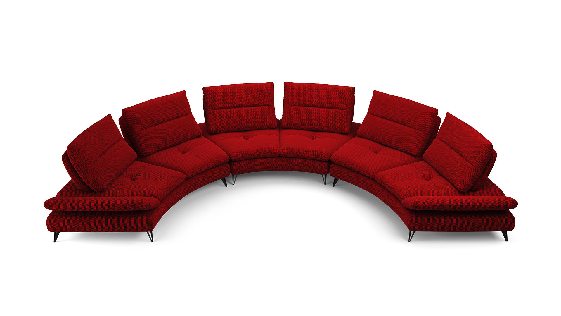 6-seater sofa in red fabric ARCHI
