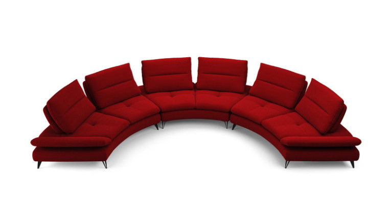 6-seater sofa in red fabric ARCHI