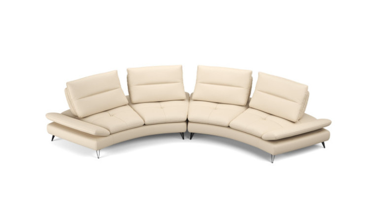 ARCHI beige leather 4-seater rounded sofa