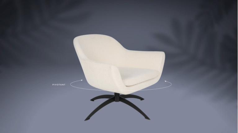 NOÉ swivel armchair | Trendy bouclette fabric