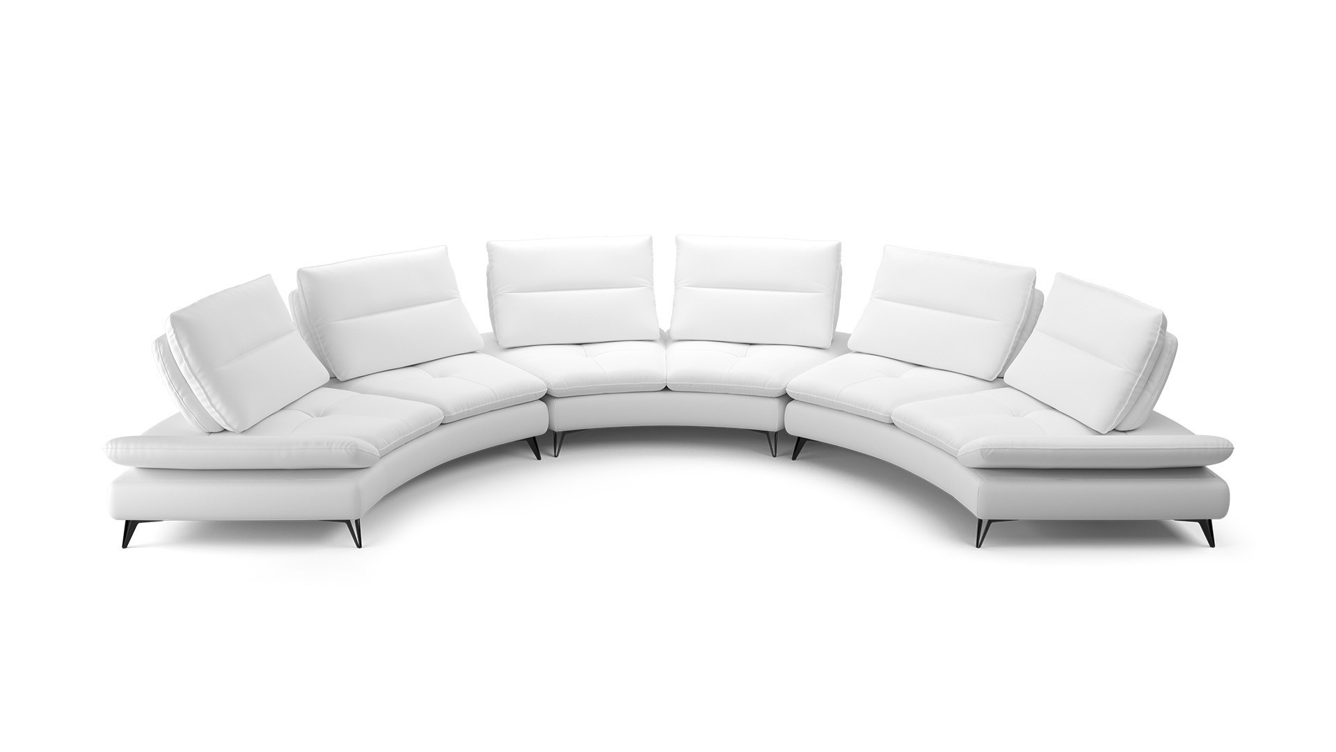 6-seater white leather sofa ARCHI - maxi size