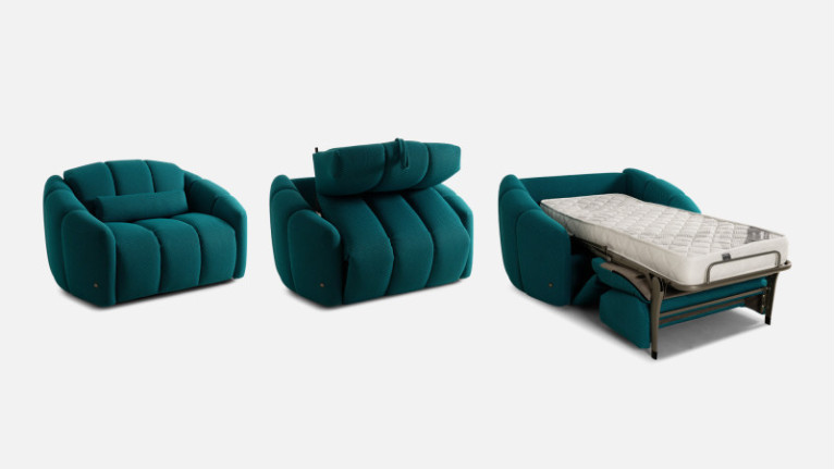 3-seater fabric sofa TEDDY | Sofa with inviting curves