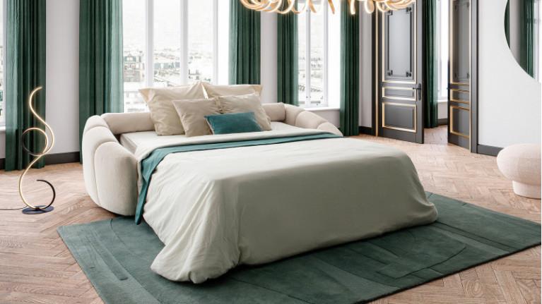 3D fabric corner sofa bed TEDDY | Generous dimensions