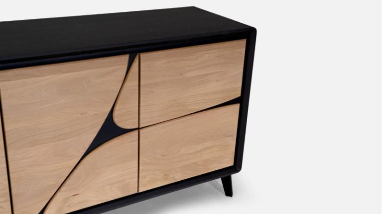 4-door sideboard in carbon oak FRANCE | Savoir-faire artisanale