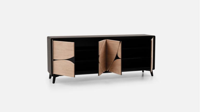 4-door sideboard in carbon oak FRANCE | Savoir-faire artisanale