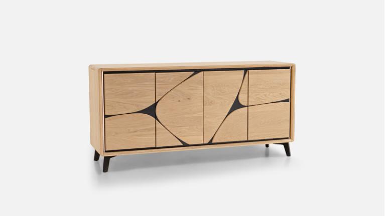 4-door sideboard in carbon oak FRANCE | Savoir-faire artisanale
