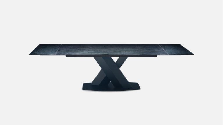 Extendable dining table with fused glass top X FACTOR