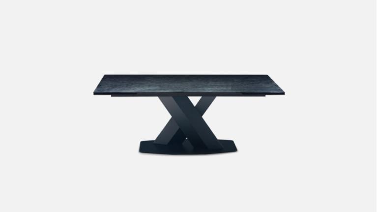 Extendable dining table with fused glass top X FACTOR