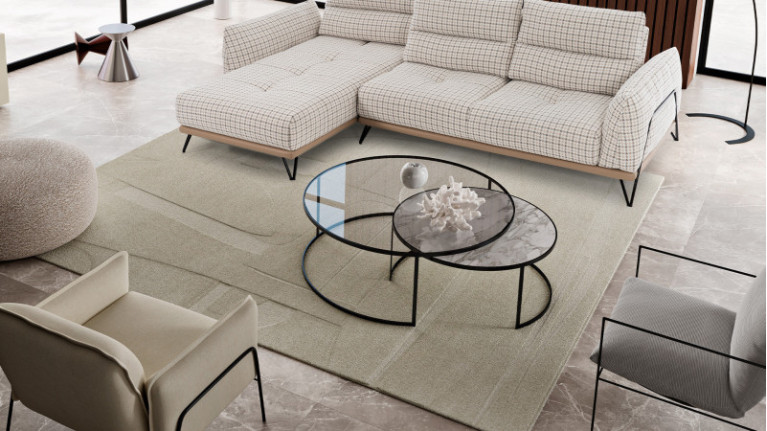 Tapis rectangulaire COLLAGE| jeu subtil de reliefs et d’ombres