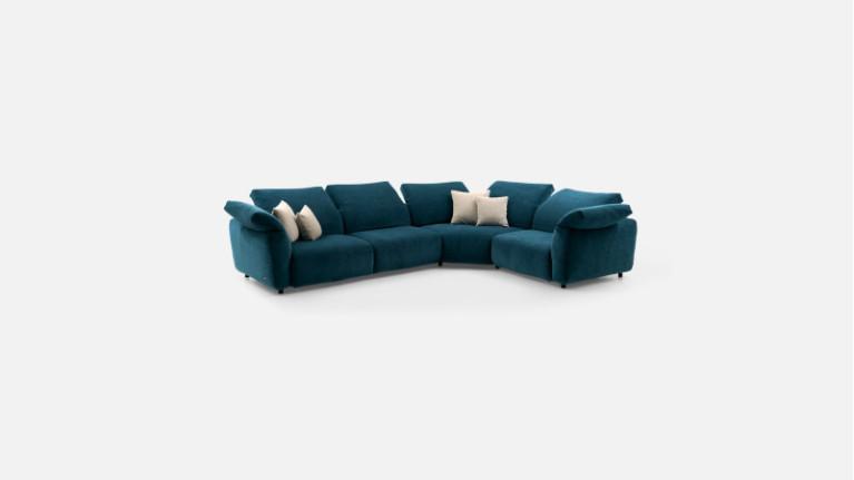 TOKYO blue fabric corner recliner sofa