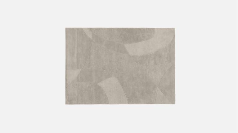 100% wool hand-tufted rug, soft monochrome tones, PIANA